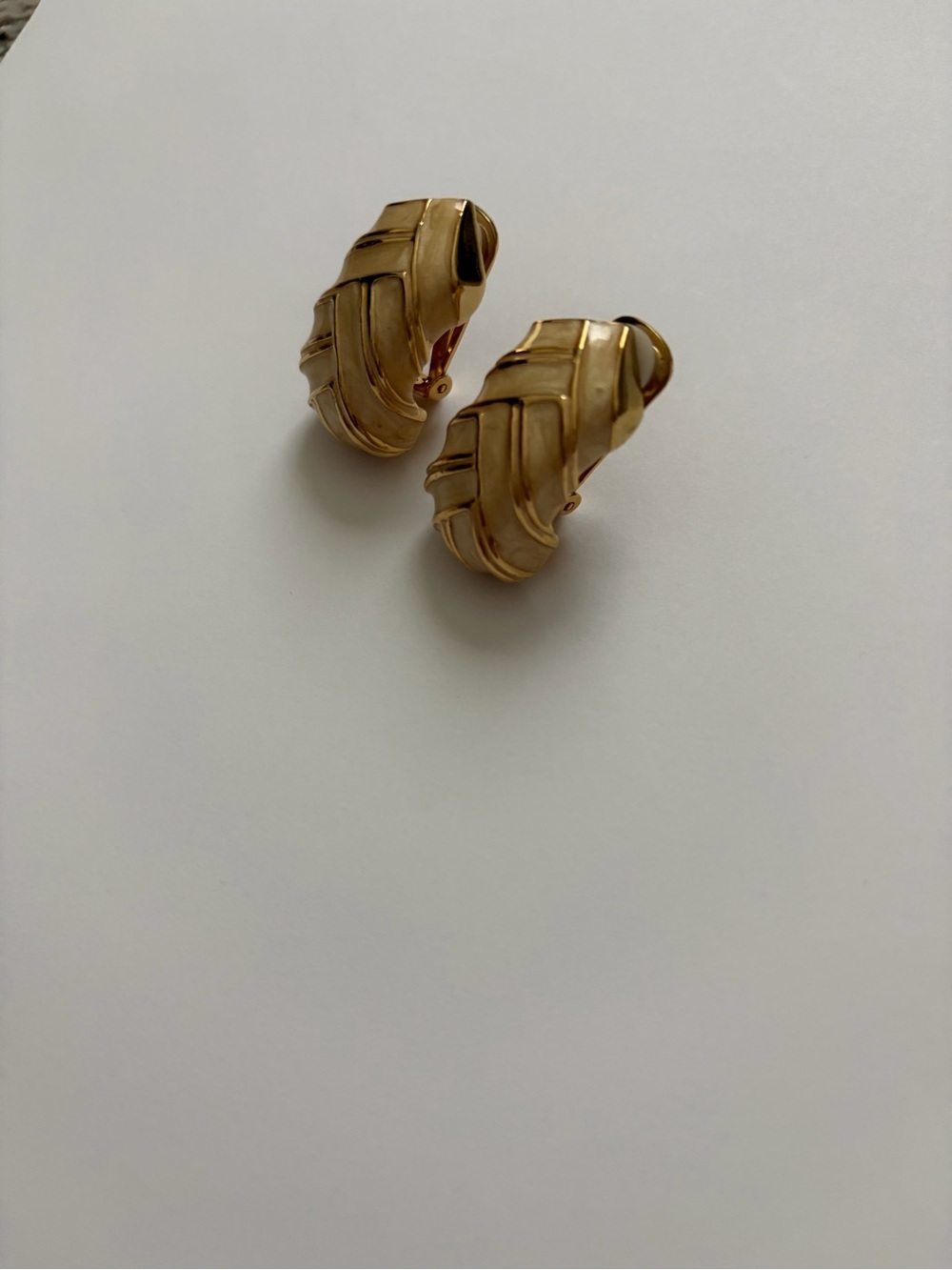 Gold Woven Clip-On Earrings - Women Jewelry